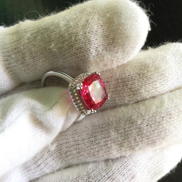 14K White Gold/Over 925 Sterling Silver Gems Ruby - Picture 13 of 16